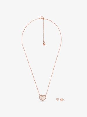 Michael kors rose gold best sale necklace and earring set