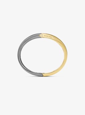 Bracelet &agrave; charni&egrave;re en argent sterling &agrave; placage en m&eacute;taux pr&eacute;cieux et &agrave; pav&eacute;