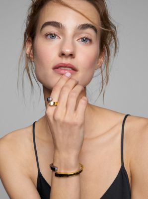 Bracelet &agrave; charni&egrave;re en argent sterling &agrave; placage en m&eacute;taux pr&eacute;cieux et &agrave; pav&eacute;