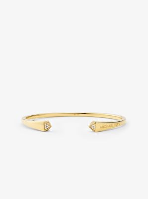 Precious Metal-Plated Sterling Silver and Pavé Studded Cuff image number 0