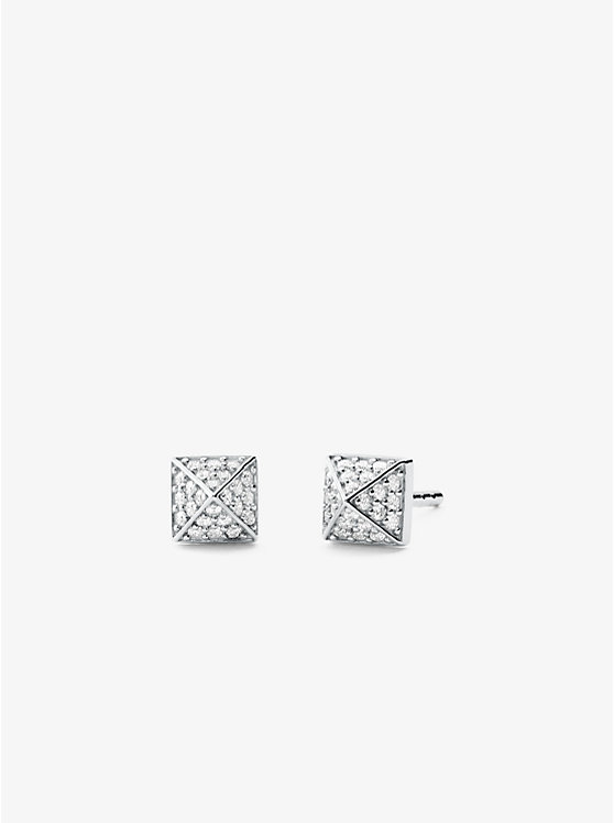 Precious Metal-Plated Sterling Silver Pavé Pyramid Stud Earrings image number 0