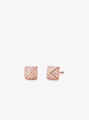 michael kors sterling rose gold pave stud earrings