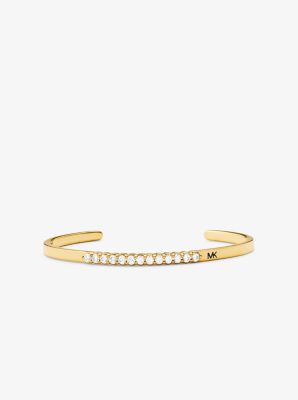 Precious Metal-Plated Sterling Silver Pav&eacute; Oversized Nesting Cuff