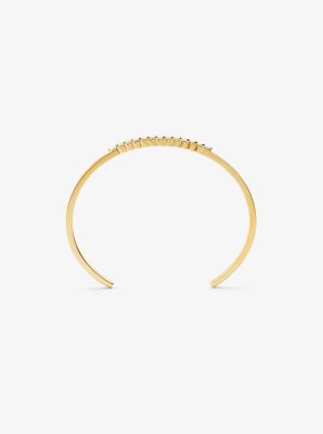 Precious Metal-Plated Sterling Silver Pav&eacute; Oversized Nesting Cuff