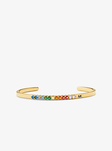 14k Gold-plated Sterling Silver Rainbow Pavé Oversized Nesting Cuff | Michael  Kors