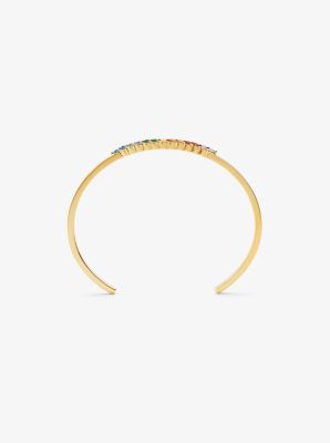 Precious Metal-Plated Sterling Silver Rainbow Pav&eacute; Oversized Nesting Cuff in GOLD | Michael Kors