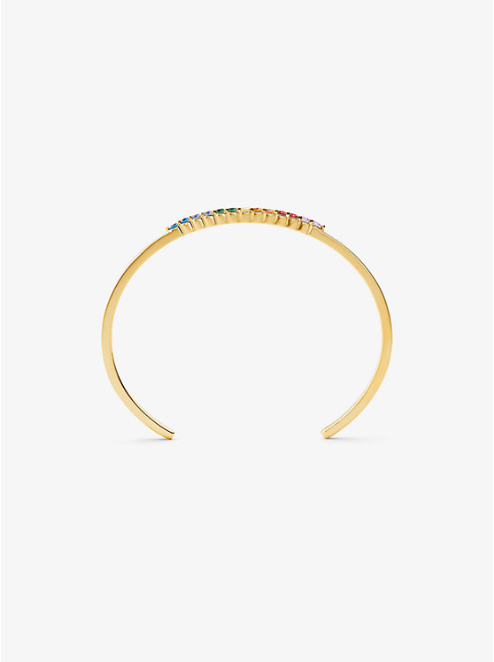 Precious Metal-Plated Sterling Silver Rainbow Pavé Oversized Nesting Cuff image number 1