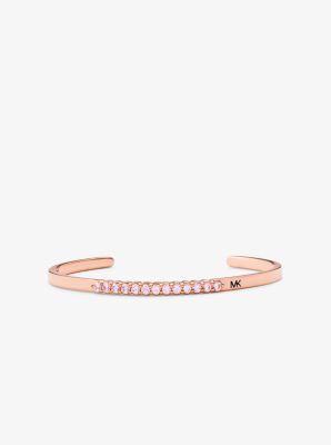 14K Rose Gold-Plated Sterling Silver Pav&eacute; Oversized Nesting Cuff