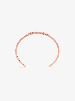 14K Rose Gold-Plated Sterling Silver Pav&eacute; Oversized Nesting Cuff
