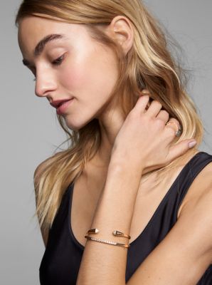 14K Rose Gold-Plated Sterling Silver Pav&eacute; Oversized Nesting Cuff