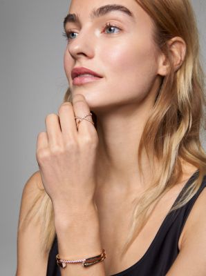 14K Rose Gold-Plated Sterling Silver Pav&eacute; Oversized Ring