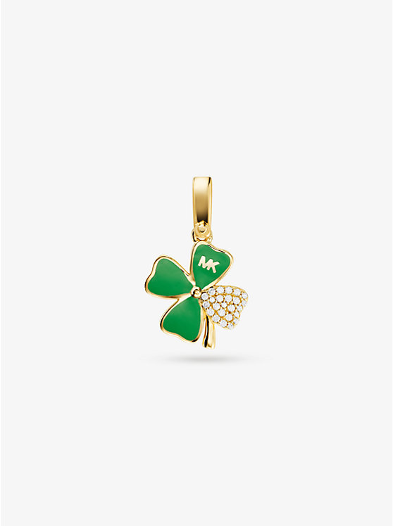 14K Gold-Plated Sterling Silver Pavé Clover Charm image number 0
