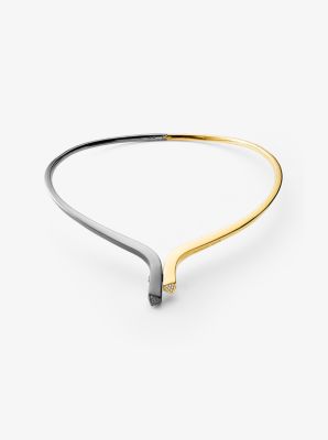 Precious Metal-Plated Sterling Silver Pav&eacute; Hinge Necklace