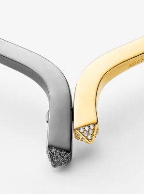 Collier &agrave; charni&egrave;re en argent sterling &agrave; placage en m&eacute;taux pr&eacute;cieux et &agrave; pav&eacute;