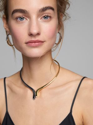 Precious Metal-Plated Sterling Silver Pav&eacute; Hinge Necklace