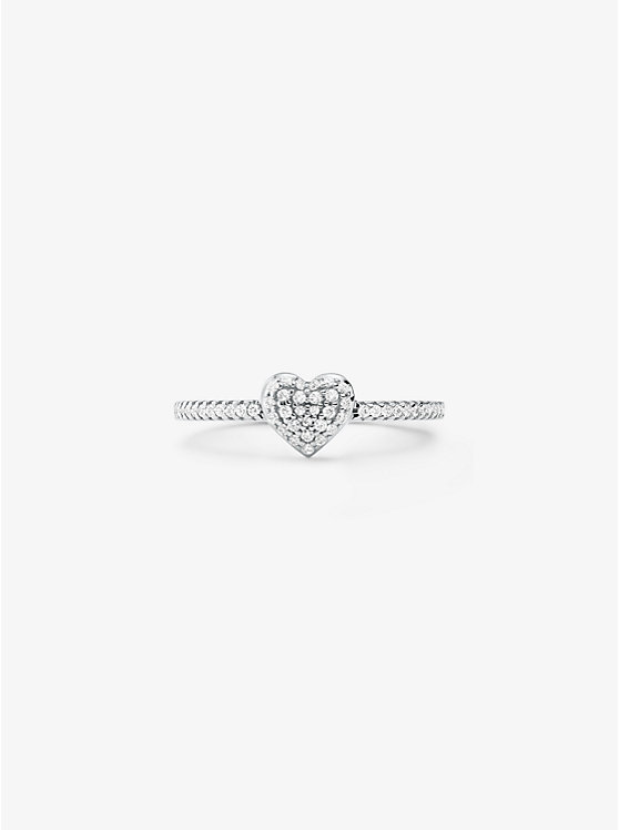 Precious Metal-Plated Sterling Silver Pavé Heart Ring image number 0