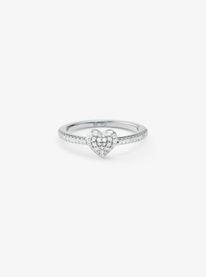 Precious Metal-Plated Sterling Silver Pavé Heart Ring image number 1