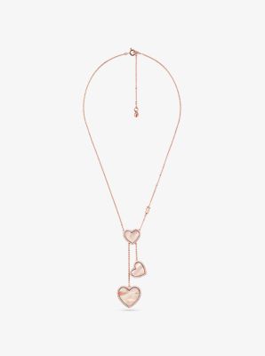 14K Rose Gold-Plated Sterling Silver Pavé Heart Necklace image number 1