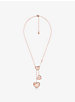 14K Rose Gold-Plated Sterling Silver Pavé Heart Necklace image number 1
