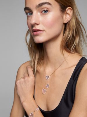 Jumbo Pave Heart Necklace 14K Rose Gold