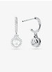 Precious Metal-Plated Sterling Silver Pavé Halo Drop Earrings image number 1