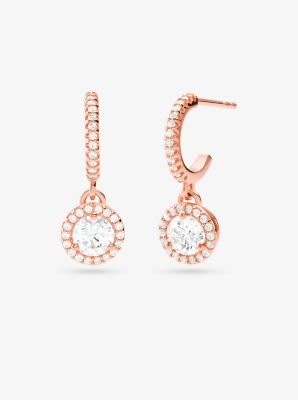 Precious Metal-Plated Sterling Silver Pavé Halo Drop Earrings | Michael Kors