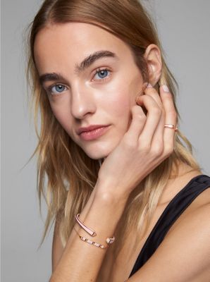 14K Rose GoldPlated Sterling Silver and Pavé Studded Cuff Michael