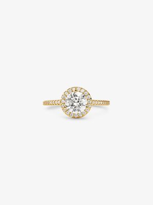 Precious Metal-Plated Sterling Silver Pavé Oversized Halo Ring | Michael  Kors
