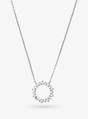michael kors silver pendant necklace
