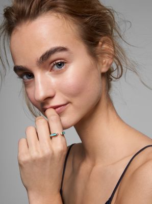 14K Gold-Plated Sterling Silver and Pav&eacute; Open Ring