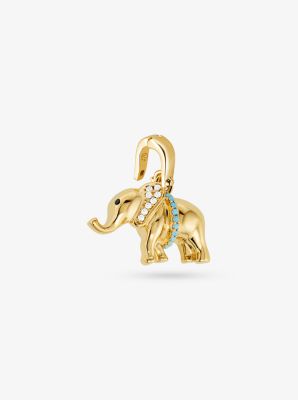 Ciondolo elefante in argento sterling placcato oro 14K con pavé image number 1