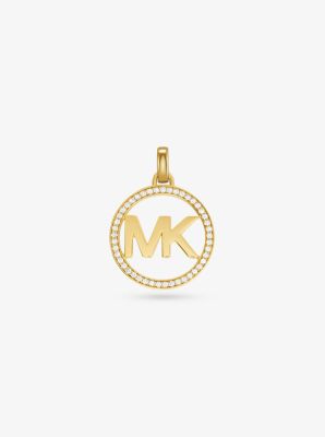 14K Gold-Plated Sterling Silver Pavé Oversized Logo Charm | Michael Kors