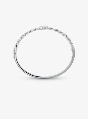 Bangle van sterlingzilver met plating met 14K goud, siersteentjes, logo en schakels image number 1