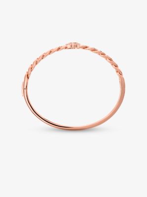 14K Gold-Plated Sterling Silver Pavé Logo Curb Link Bangle
