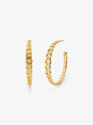 14K Gold-Plated Sterling Silver Curb Link Hoop Earrings | Michael Kors