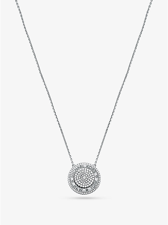 Precious Metal-Plated Sterling Silver Pavé Pendant Necklace image number 0