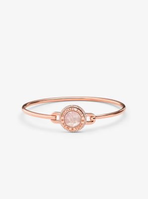 14K Rose Gold-Plated Sterling Silver Pavé and Mother-of-Pearl Logo Bracelet image number 0