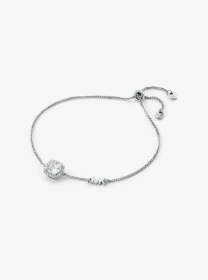 Bracelet coulissant en argent sterling à placage en métal précieux et à pavé