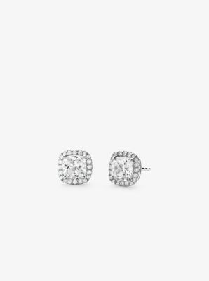 Clous d'oreilles en argent sterling à placage en métal précieux et à pavé