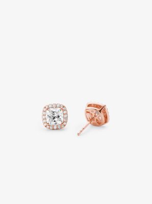 michael kors sterling rose gold pave stud earrings