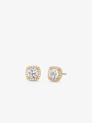 Precious Metal-Plated Sterling Silver Pavé Stud Earrings image number 0