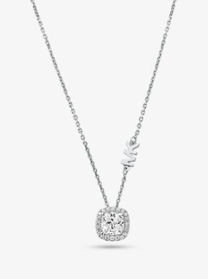 Sterling Silver Pavé Halo Necklace | Michael Kors