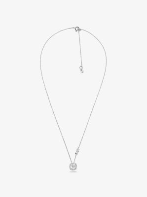 Michael Kors Sterling Silver Pavé Lock Pendant Necklace