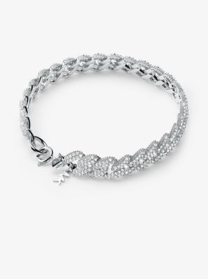 Precious Metal-plated Sterling Silver Pavé Curb Link Bracelet | Michael Kors