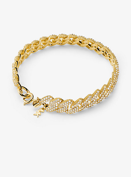 MK Precious Metal-Plated Sterling Silver Pave Curb Link Bracelet - Gold - Michael Kors