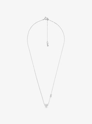 Sterling Silver Pav&eacute; Heart Necklace in PLATEADO | Michael Kors