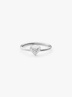 Sterling Silver Pav&eacute; Heart Ring