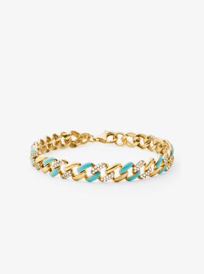 14K Gold-Plated Sterling Silver Pavé Curb Link Bracelet | Michael Kors