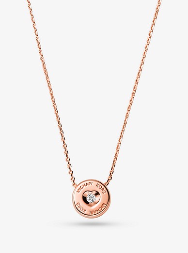 Dårlig faktor dart lave mad 14k Rose Gold-plated Sterling Silver Laboratory-grown Diamond Heart Logo  Necklace | Michael Kors
