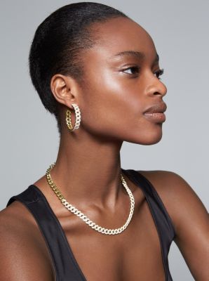 Gold link deals hoop earrings